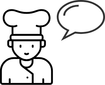 Chef icon with opinion bubble